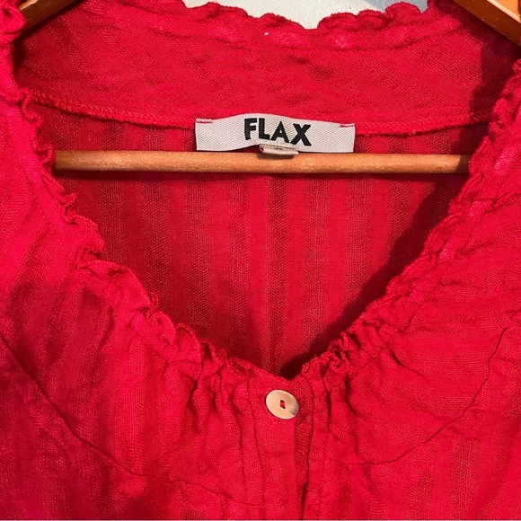 Flax Womens Red Linen Button Down Blouse Shirt  Textured Red  Size PS - Picture 8 of 11